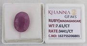 7.61/CT Natural Ruby Stone with Govt. Lab Certificate-16275S206801